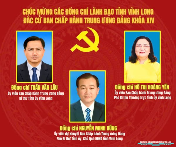 Đảng bộ tỉnh Vĩnh Long có 03 đồng chí lãnh đạo đắc cử Ban Chấp hành Trung ương Đảng khóa XIV